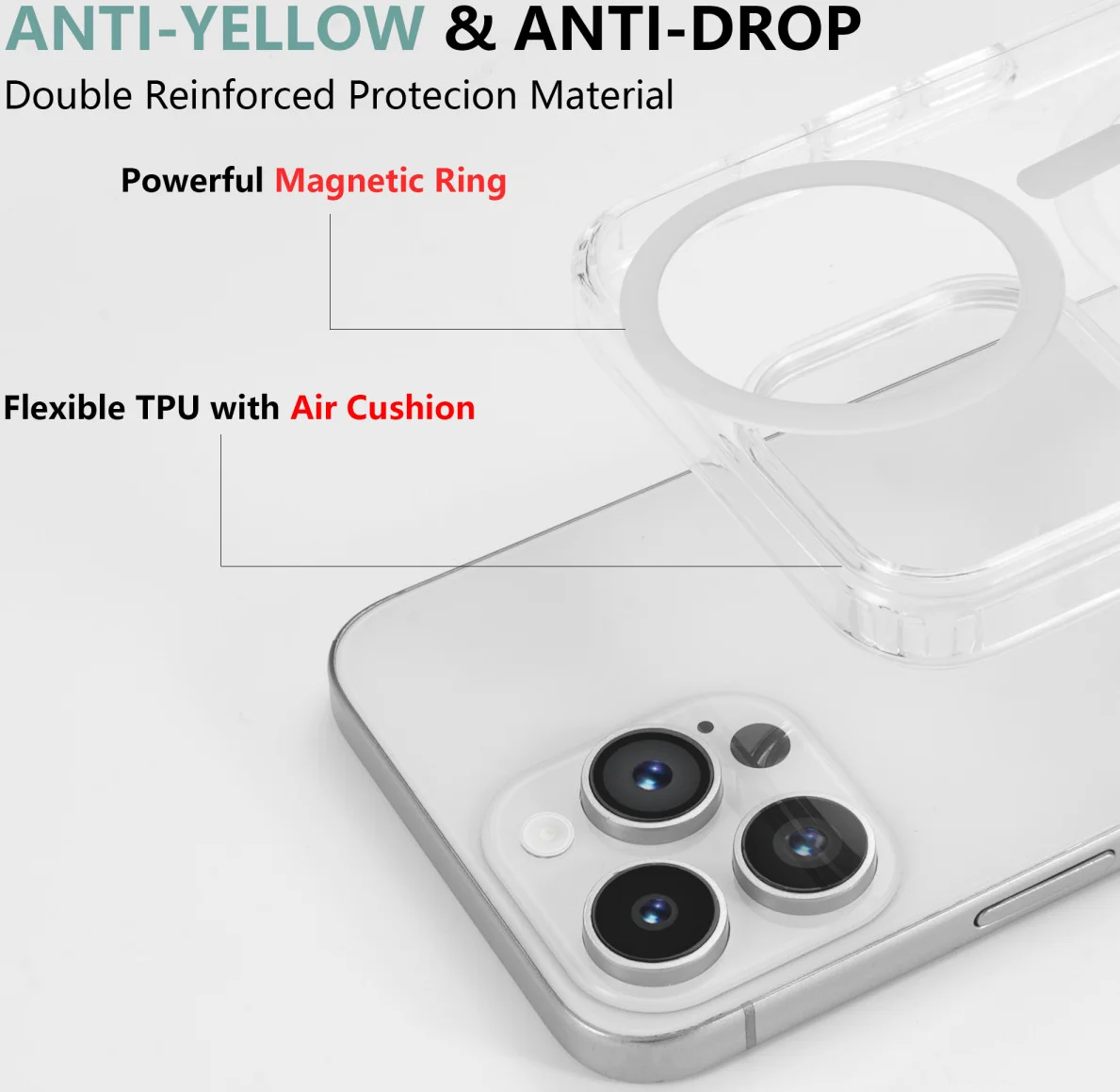 Apple iPhone 14 Pro Hoesje Hard Back Cover met MagSafe Transparant afbeelding 7