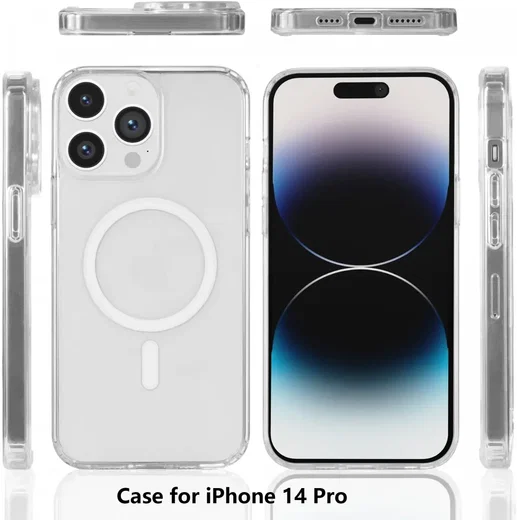 Apple iPhone 14 Pro Hoesje Hard Back Cover met MagSafe Transparant afbeelding 9