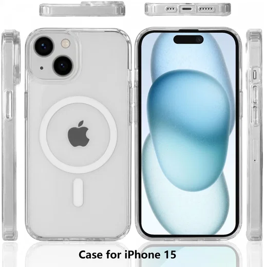 Apple iPhone 15 Hoesje Hard Back Cover met MagSafe Transparant afbeelding 10