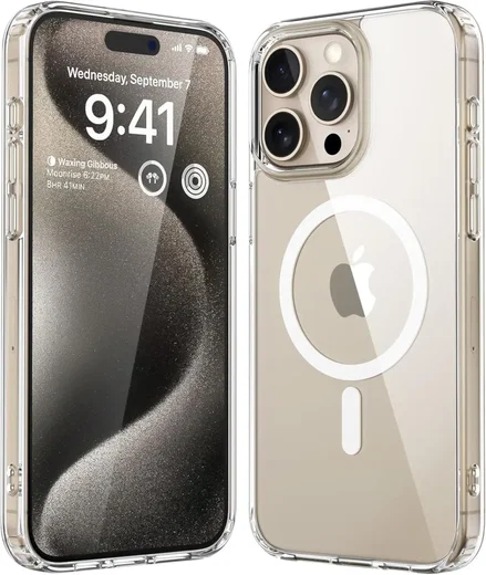 Apple iPhone 15 Pro Hoesje Hard Back Cover met MagSafe Transparant afbeelding 1