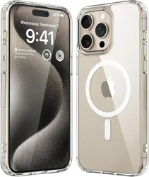 Apple iPhone 15 Pro Hoesje Hard Back Cover met MagSafe Transparant afbeelding