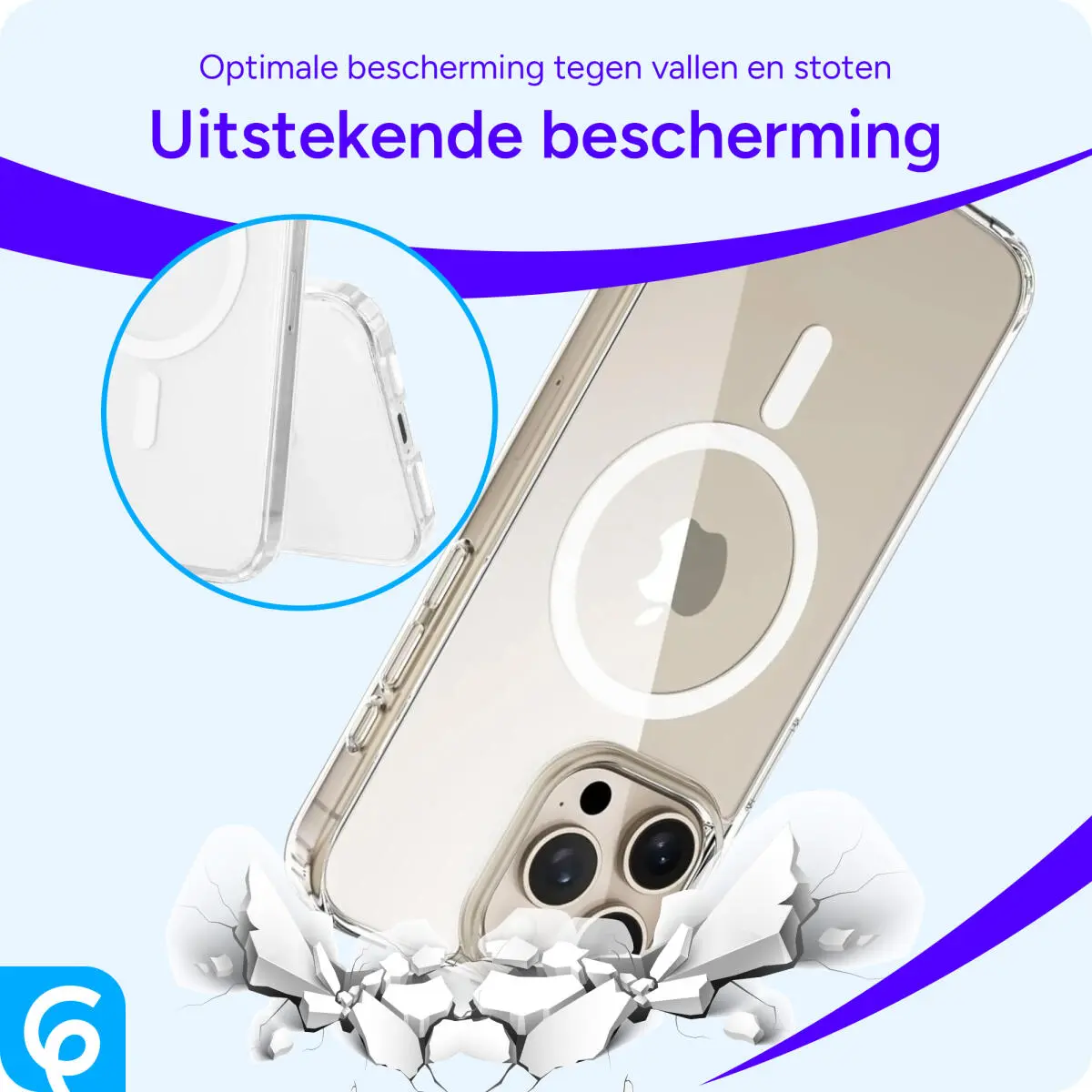 Apple iPhone 15 Pro Hoesje Hard Back Cover met MagSafe Transparant afbeelding 3