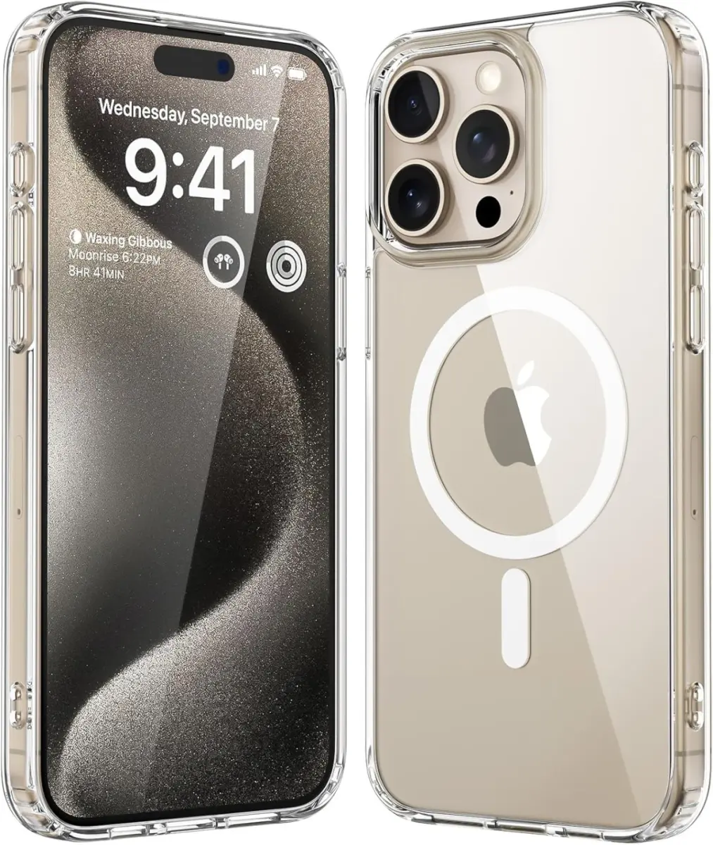 Apple iPhone 15 Pro Max Hoesje Hard Back Cover met MagSafe Transparant afbeelding 1