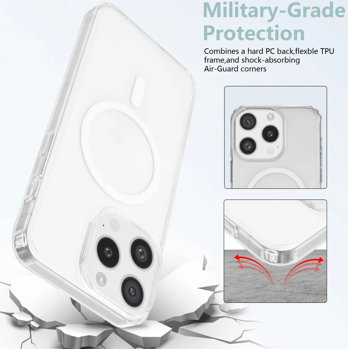 Apple iPhone 15 Pro Max Hoesje Hard Back Cover met MagSafe Transparant afbeelding 5