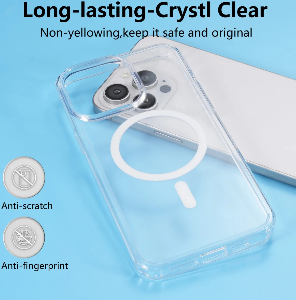 Apple iPhone 15 Pro Max Hoesje Hard Back Cover met MagSafe Transparant afbeelding 8