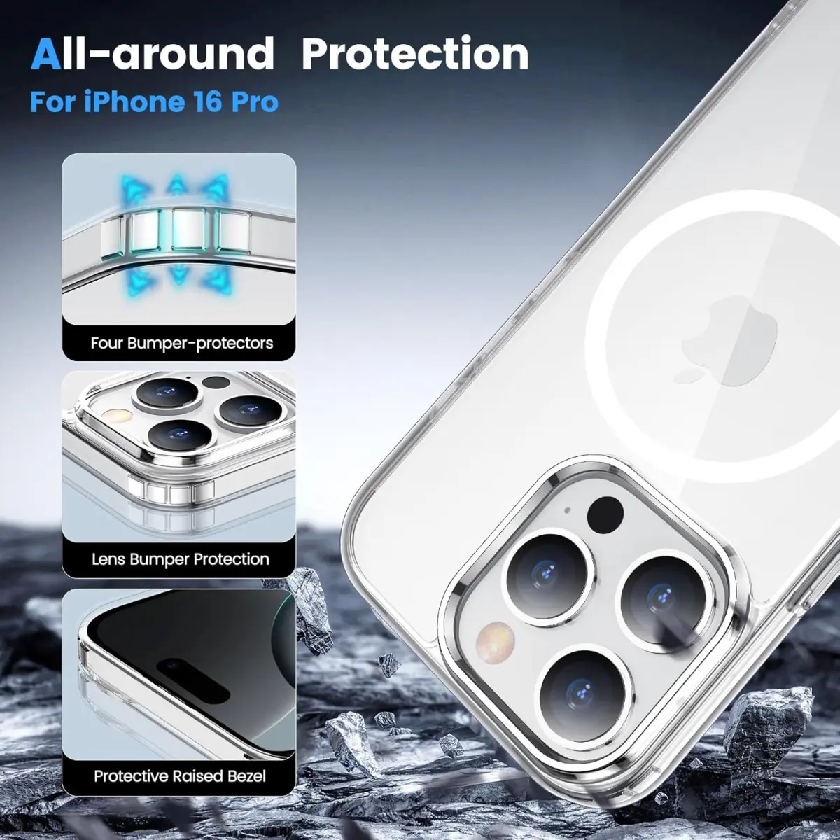 Apple iPhone 16 Pro Hoesje Hard Back Cover met MagSafe Transparant afbeelding 5