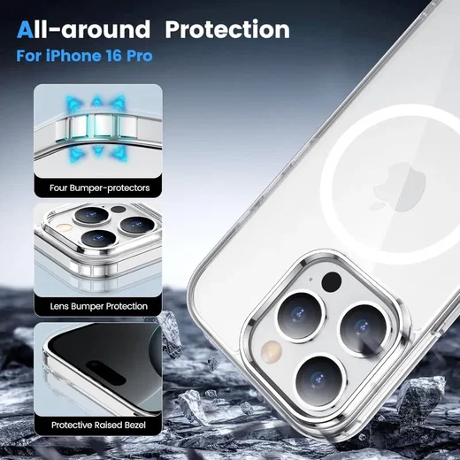 Apple iPhone 16 Pro Hoesje Hard Back Cover met MagSafe Transparant afbeelding 5