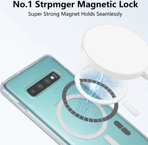 Samsung Galaxy S10 Hoesje Hard Back Cover met MagSafe Transparant afbeelding 2