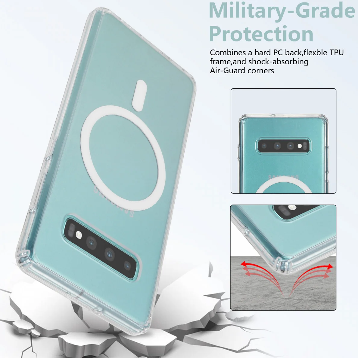 Samsung Galaxy S10 Hoesje Hard Back Cover met MagSafe Transparant afbeelding 4