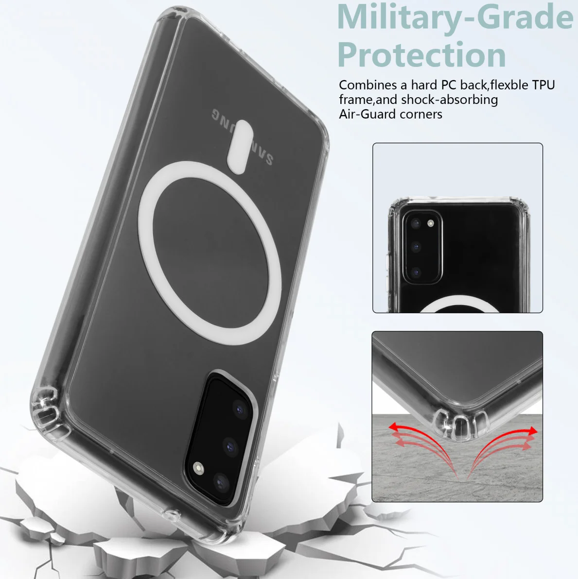 Samsung Galaxy S20 Hoesje Hard Back Cover met MagSafe Transparant afbeelding 4