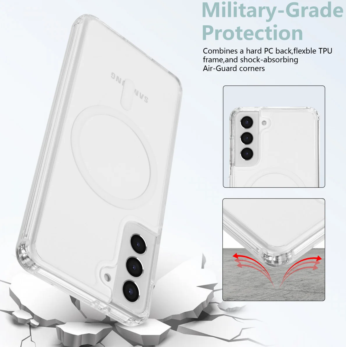 Samsung Galaxy S21 Hoesje Hard Back Cover met MagSafe Transparant afbeelding 4