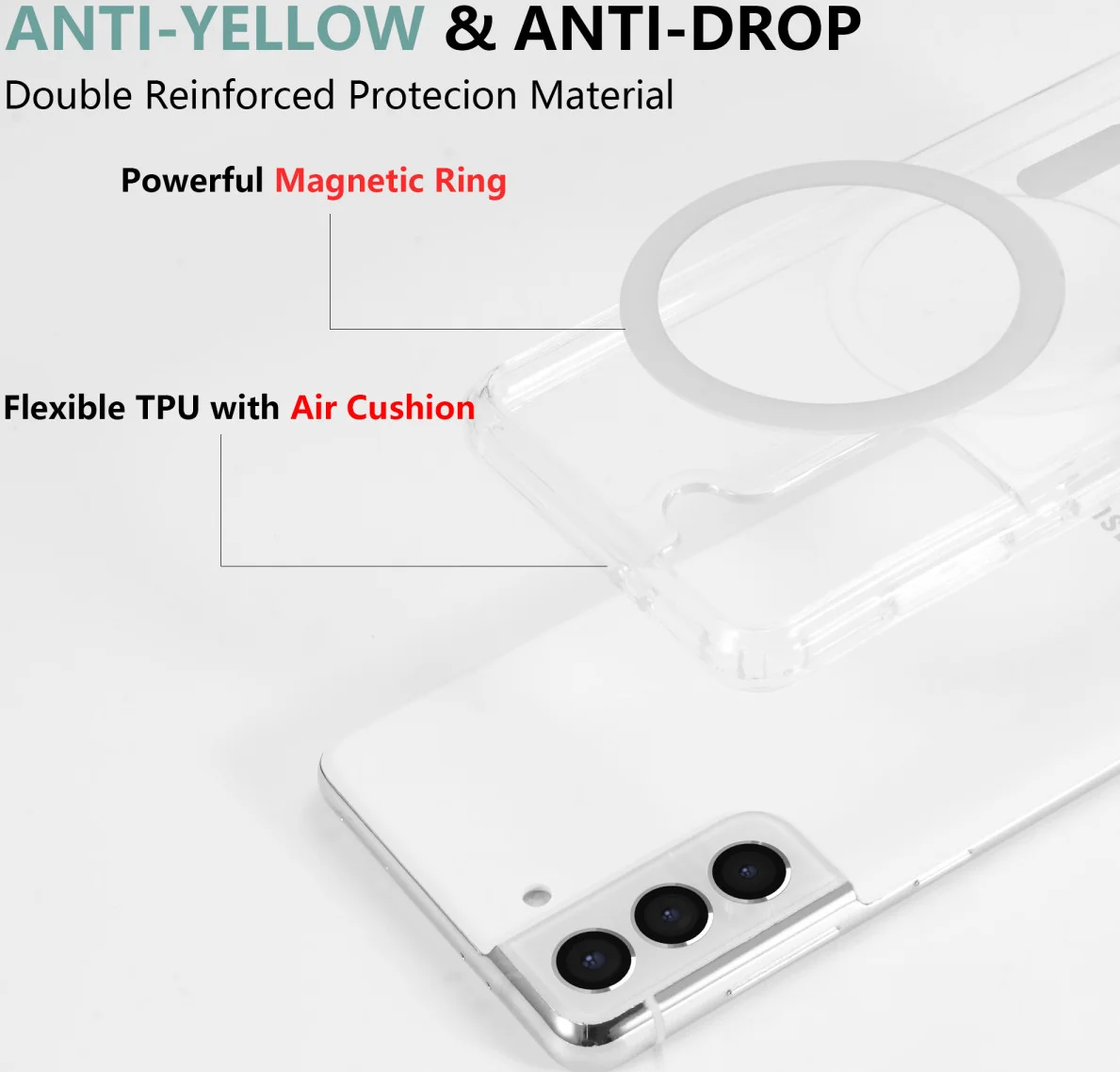 Samsung Galaxy S21 Hoesje Hard Back Cover met MagSafe Transparant afbeelding 5