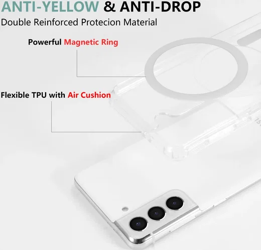 Samsung Galaxy S21 Hoesje Hard Back Cover met MagSafe Transparant afbeelding 5