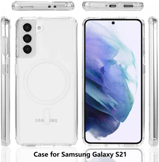 Samsung Galaxy S21 Hoesje Hard Back Cover met MagSafe Transparant afbeelding 7