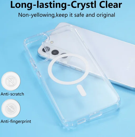 Samsung Galaxy S22 Hoesje Hard Back Cover met MagSafe Transparant afbeelding 3