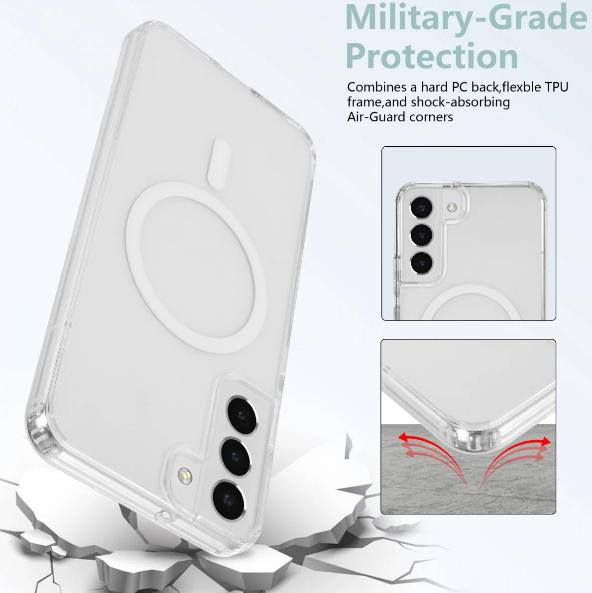 Samsung Galaxy S22 Hoesje Hard Back Cover met MagSafe Transparant afbeelding 4