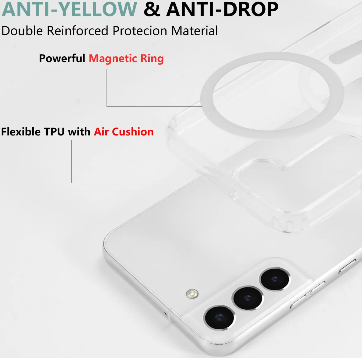 Samsung Galaxy S22 Plus Hoesje Hard Back Cover met MagSafe Transparant afbeelding 5