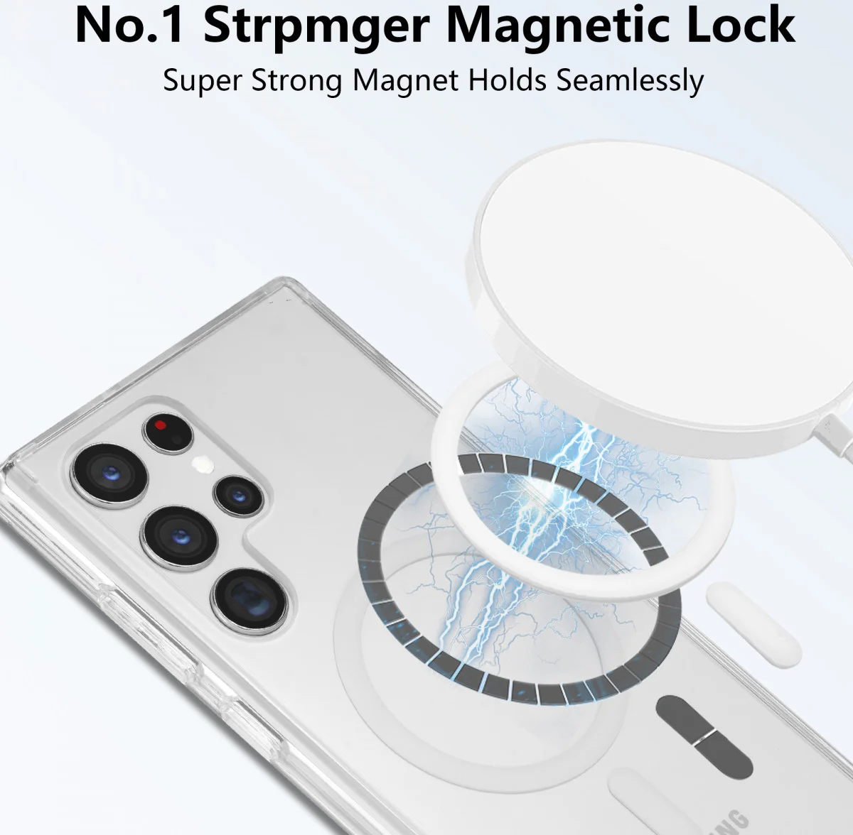 Samsung Galaxy S22 Ultra Hoesje Hard Back Cover met MagSafe Transparant afbeelding 2