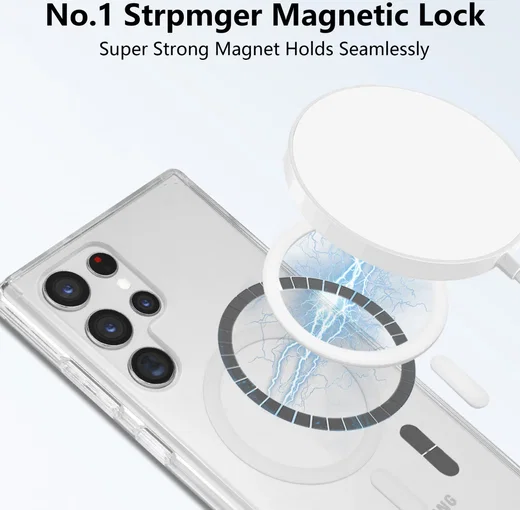 Samsung Galaxy S22 Ultra Hoesje Hard Back Cover met MagSafe Transparant afbeelding 2
