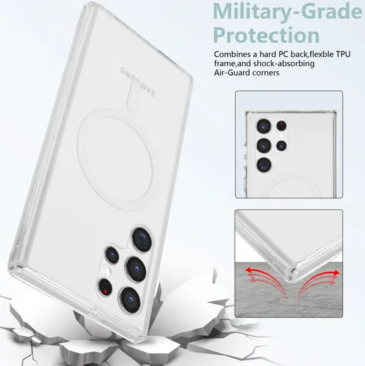 Samsung Galaxy S22 Ultra Hoesje Hard Back Cover met MagSafe Transparant afbeelding 4