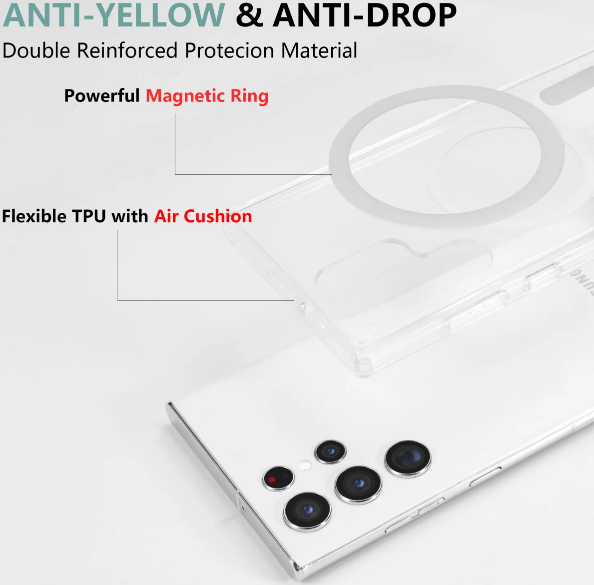 Samsung Galaxy S22 Ultra Hoesje Hard Back Cover met MagSafe Transparant afbeelding 5