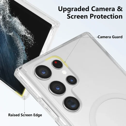 Samsung Galaxy S22 Ultra Hoesje Hard Back Cover met MagSafe Transparant afbeelding 6
