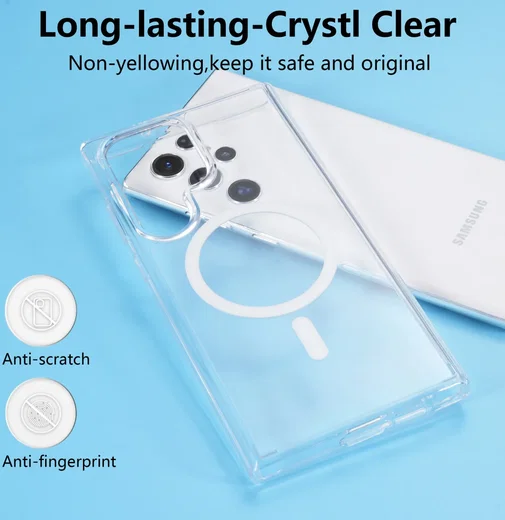 Samsung Galaxy S23 Ultra Hoesje Hard Back Cover met MagSafe Transparant afbeelding 3