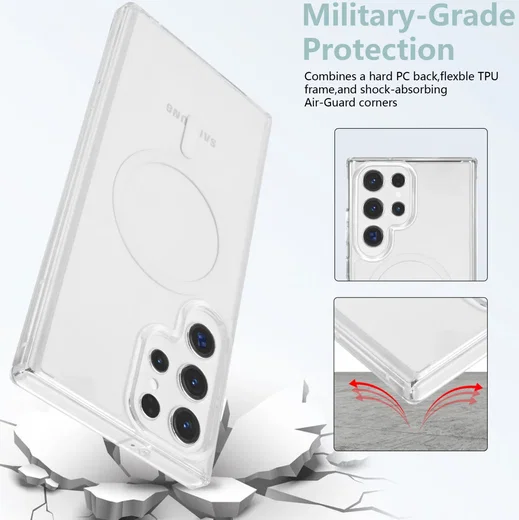 Samsung Galaxy S23 Ultra Hoesje Hard Back Cover met MagSafe Transparant afbeelding 4