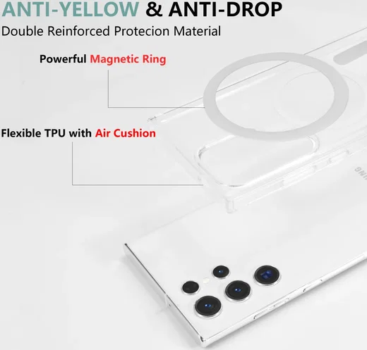 Samsung Galaxy S23 Ultra Hoesje Hard Back Cover met MagSafe Transparant afbeelding 5