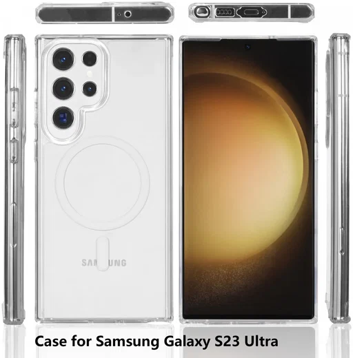 Samsung Galaxy S23 Ultra Hoesje Hard Back Cover met MagSafe Transparant afbeelding 7