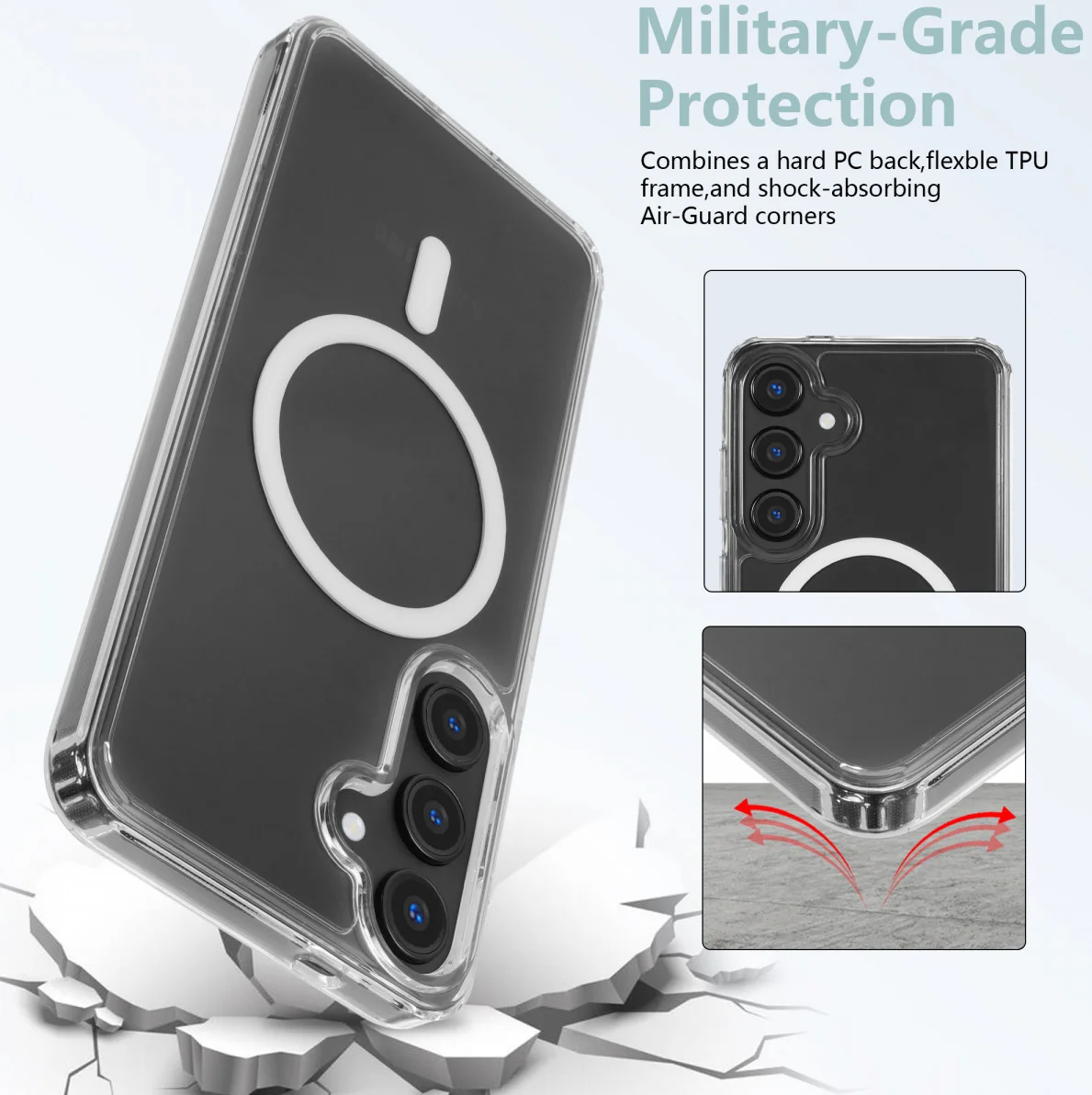 Samsung Galaxy S24 Hoesje Hard Back Cover met MagSafe Transparant afbeelding 4