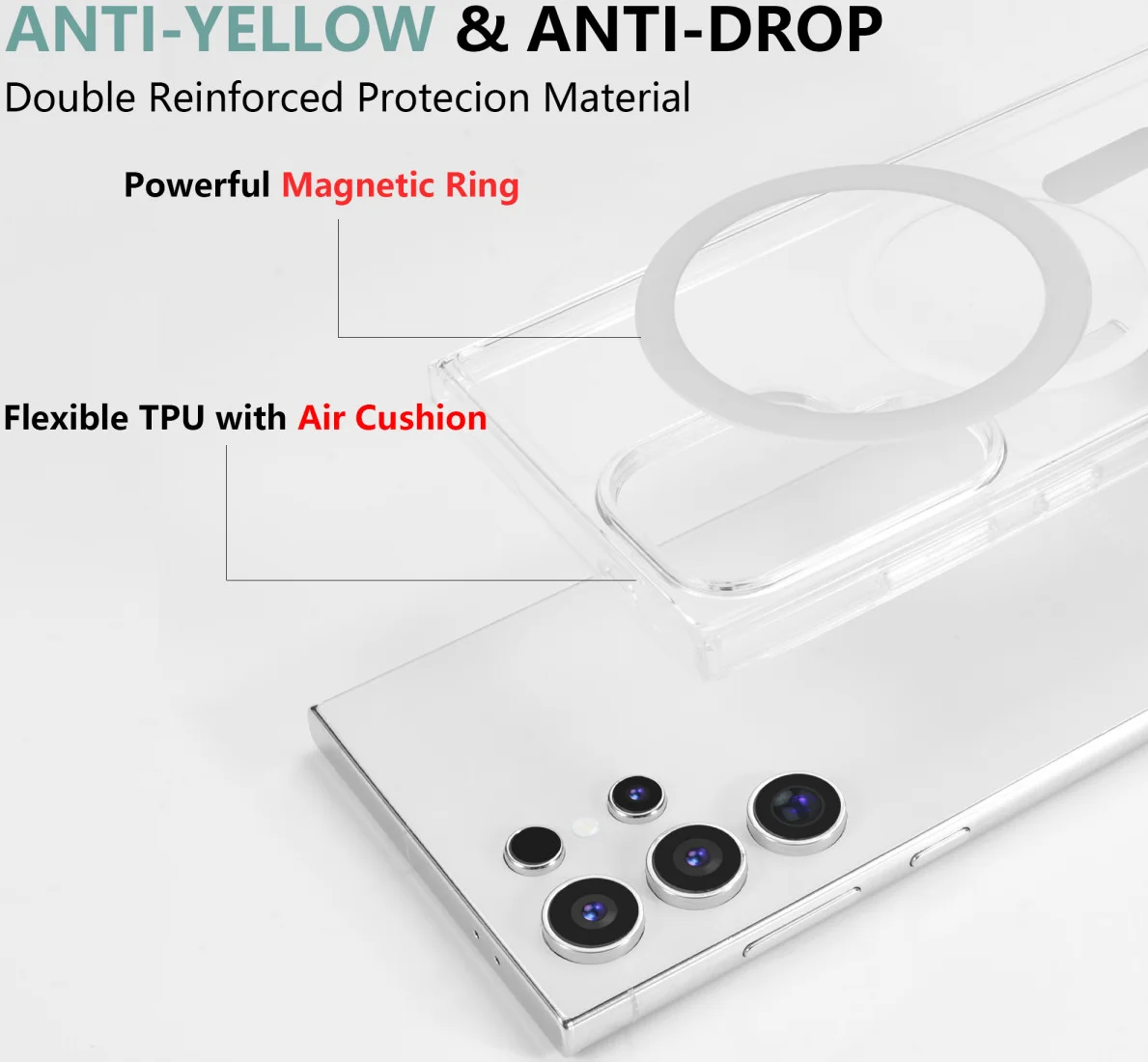 Samsung Galaxy S24 Ultra Hoesje Hard Back Cover met MagSafe Transparant afbeelding 5