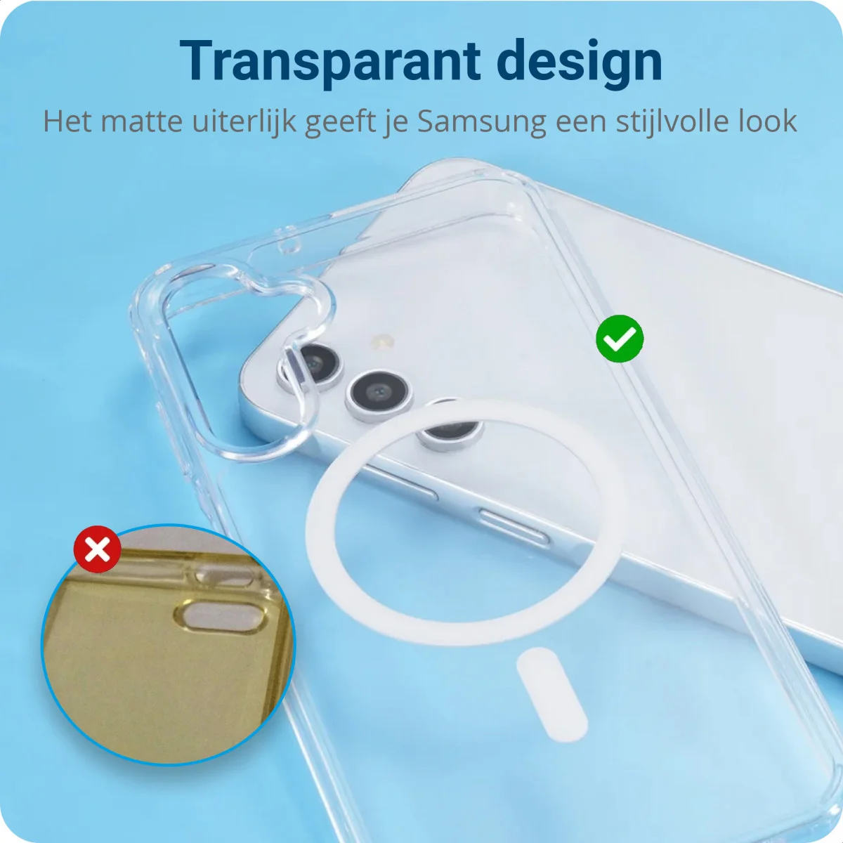 Samsung Galaxy A15 Hoesje Hard Back Cover met MagSafe Transparant afbeelding 2