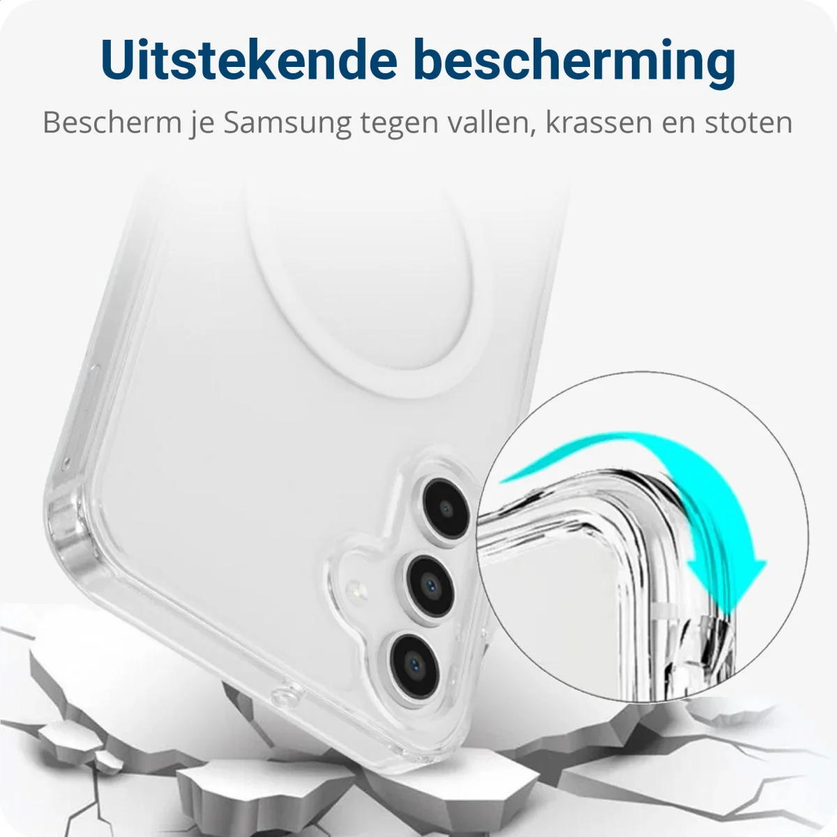 Samsung Galaxy A15 Hoesje Hard Back Cover met MagSafe Transparant afbeelding 3