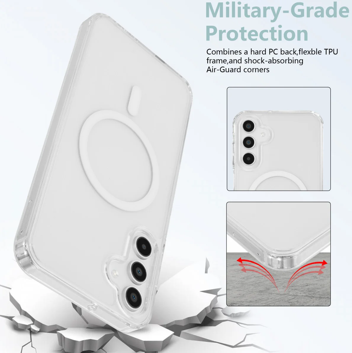 Samsung Galaxy A16 Hoesje Hard Back Cover met MagSafe Transparant afbeelding 4