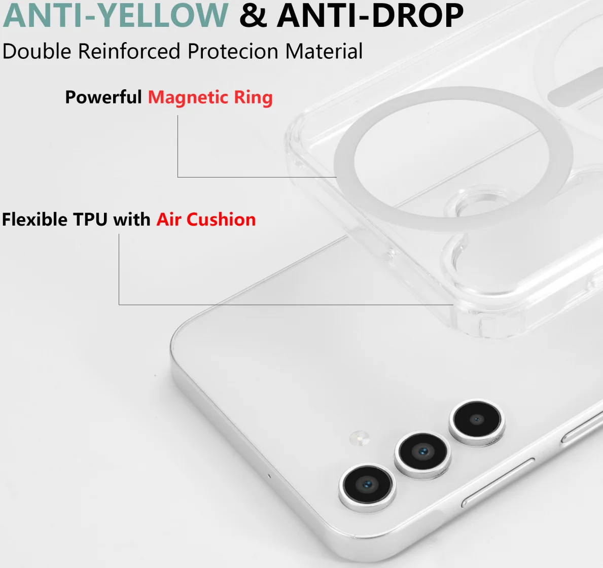 Samsung Galaxy A16 Hoesje Hard Back Cover met MagSafe Transparant afbeelding 7