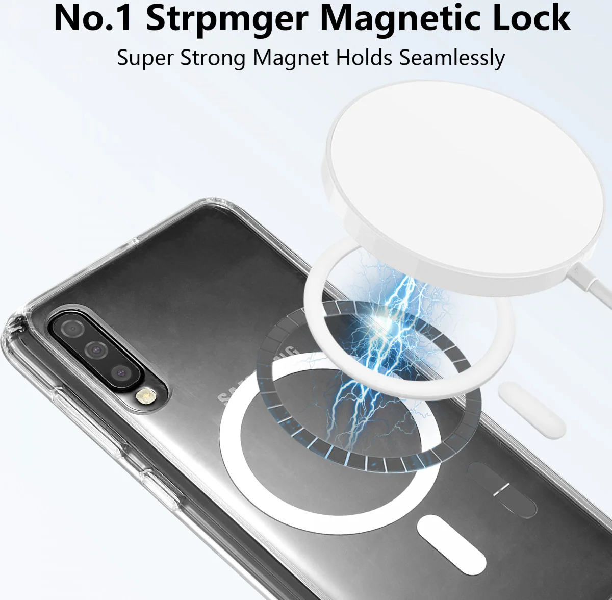 Samsung Galaxy A50 Hoesje Hard Back Cover met MagSafe Transparant afbeelding 2