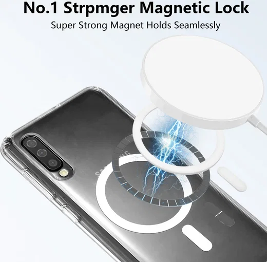Samsung Galaxy A50 Hoesje Hard Back Cover met MagSafe Transparant afbeelding 2