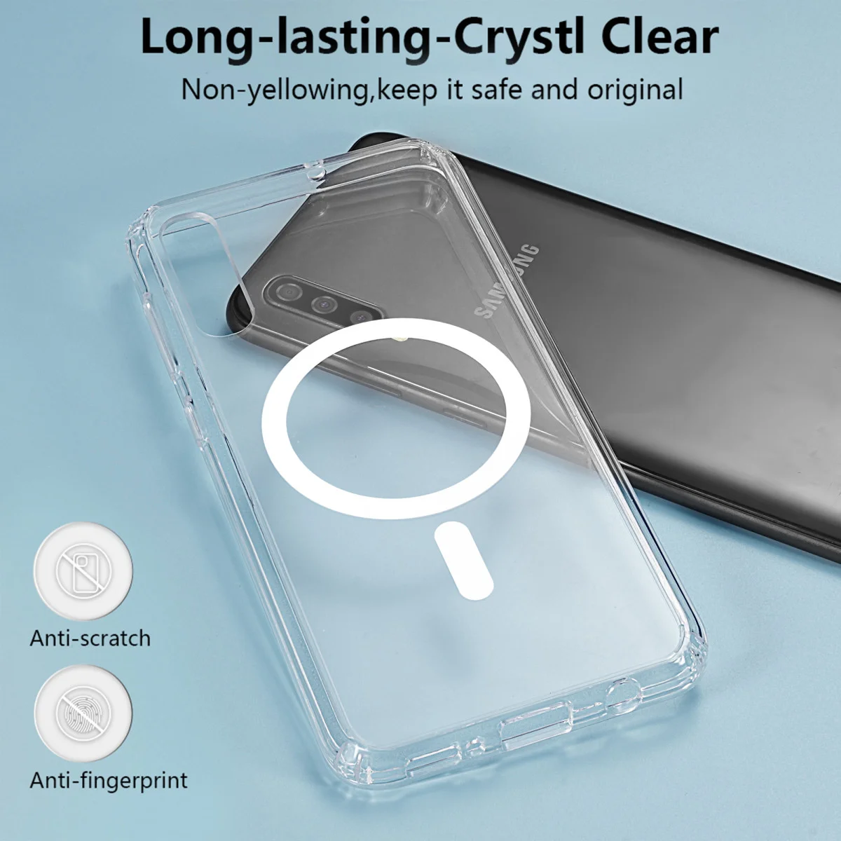 Samsung Galaxy A50 Hoesje Hard Back Cover met MagSafe Transparant afbeelding 3