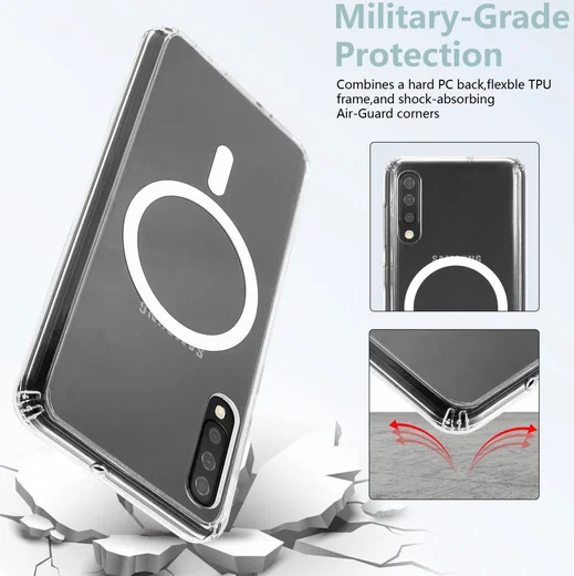 Samsung Galaxy A50 Hoesje Hard Back Cover met MagSafe Transparant afbeelding 4