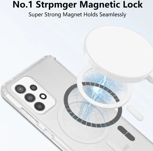 Samsung Galaxy A52 Hoesje Hard Back Cover met MagSafe Transparant afbeelding 2