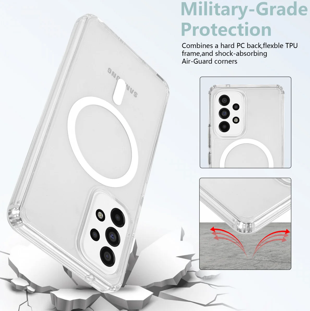 Samsung Galaxy A53 Hoesje Hard Back Cover met MagSafe Transparant afbeelding 4