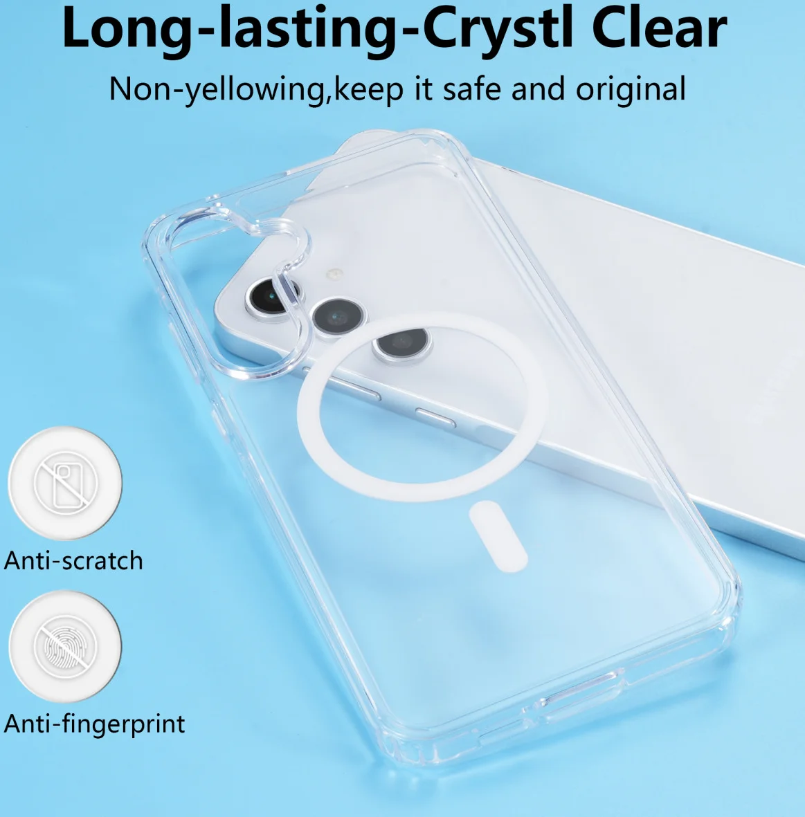 Samsung Galaxy A55 Hoesje Hard Back Cover met MagSafe Transparant afbeelding 2