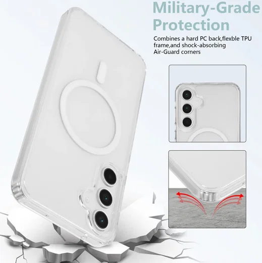 Samsung Galaxy A55 Hoesje Hard Back Cover met MagSafe Transparant afbeelding 3