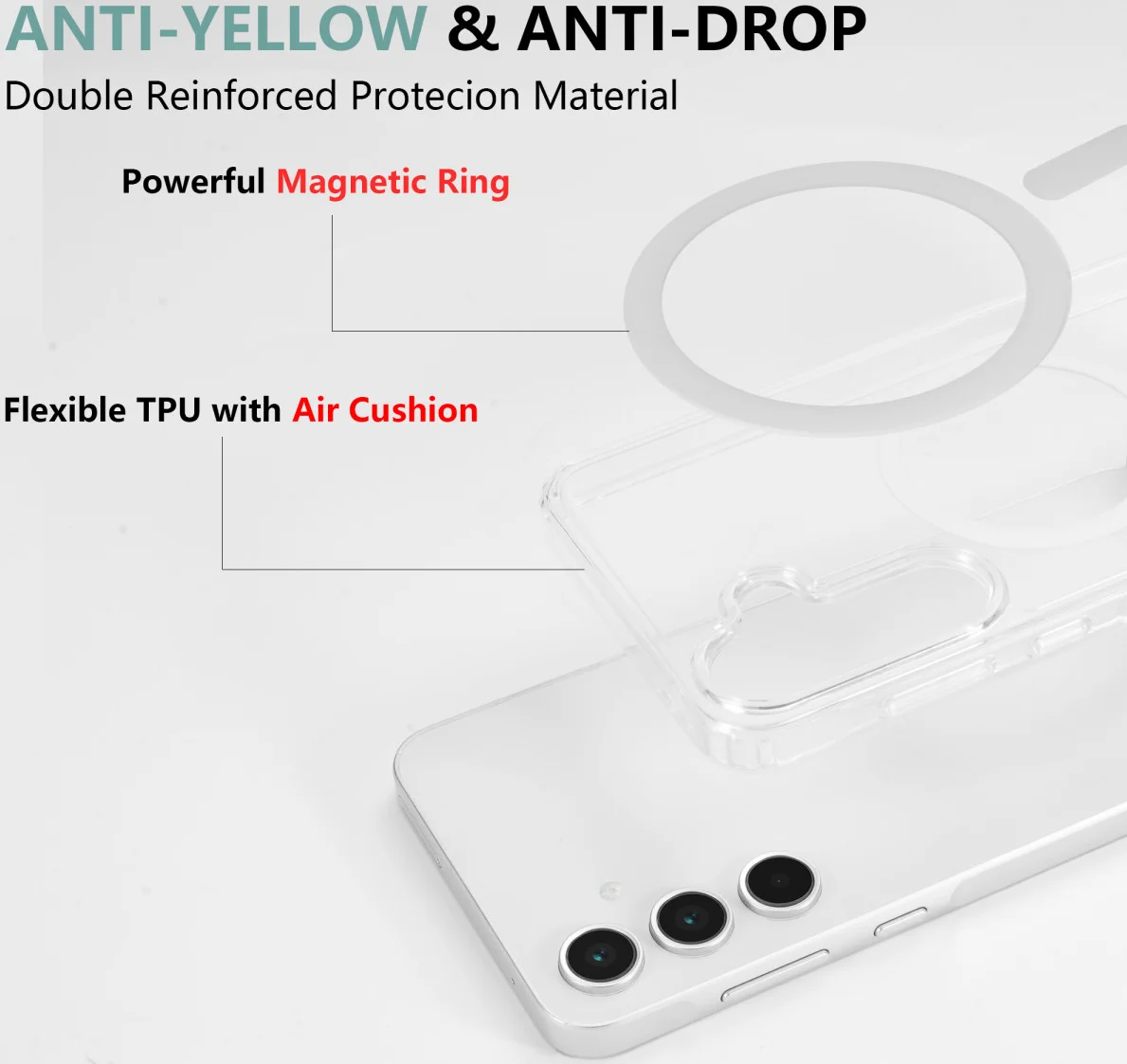 Samsung Galaxy A55 Hoesje Hard Back Cover met MagSafe Transparant afbeelding 4