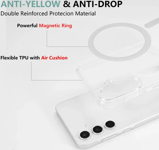 Samsung Galaxy A55 Hoesje Hard Back Cover met MagSafe Transparant afbeelding 4