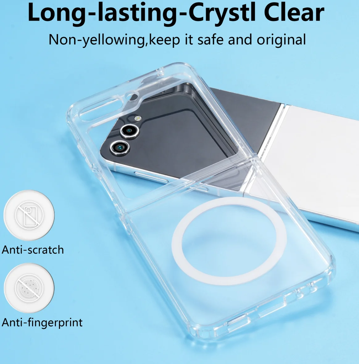 Samsung Galaxy Z Flip 5 Hoesje Hard Back Cover met MagSafe Transparant afbeelding 3