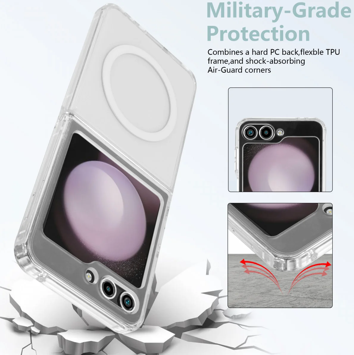 Samsung Galaxy Z Flip 5 Hoesje Hard Back Cover met MagSafe Transparant afbeelding 4