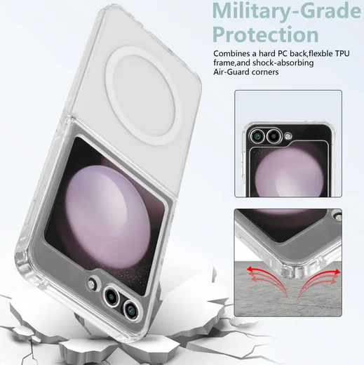 Samsung Galaxy Z Flip 5 Hoesje Hard Back Cover met MagSafe Transparant afbeelding 4