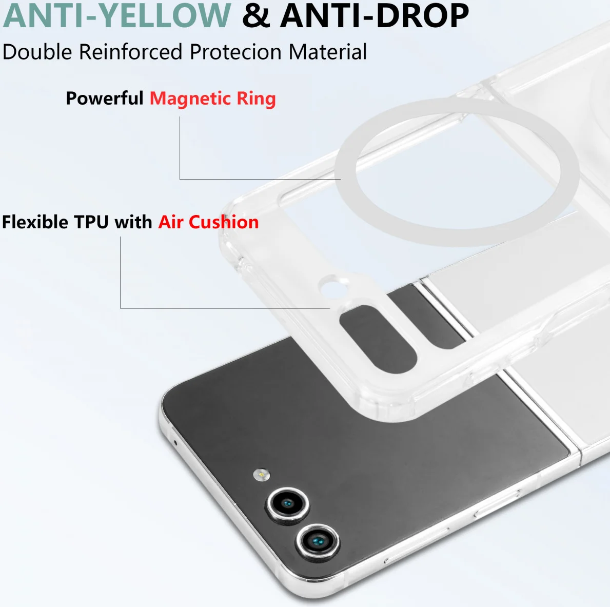 Samsung Galaxy Z Flip 5 Hoesje Hard Back Cover met MagSafe Transparant afbeelding 5
